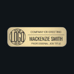 Corporate Logo Professional Employee Faux Gold Name Tag<br><div class="desc">TO CHANGE TRANSPARENCY OF LOGO, SEE INSTRUCTIONS BELOW. Represent your business in style by supplying staff with modern and professional custom logo plastic rectangular name tags, available with your choice of pin or magnetic backing. All text on this template is simple to personalize. Black and gold design features a faux...</div>