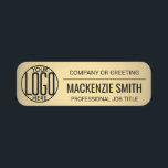 Corporate Logo Professional Employee Faux Gold Name Tag<br><div class="desc">TO CHANGE TRANSPARENCY OF LOGO, SEE INSTRUCTIONS BELOW. Represent your business in style by supplying staff with modern and professional custom logo plastic rectangular name tags, available with your choice of pin or magnetic backing. All text on this template is simple to personalize. Black and gold design features a faux...</div>