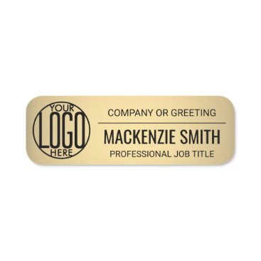 Corporate Logo Professional Employee Faux Gold Name Tag