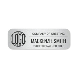 Corporate Logo Professional Employee Faux Silver Name Tag