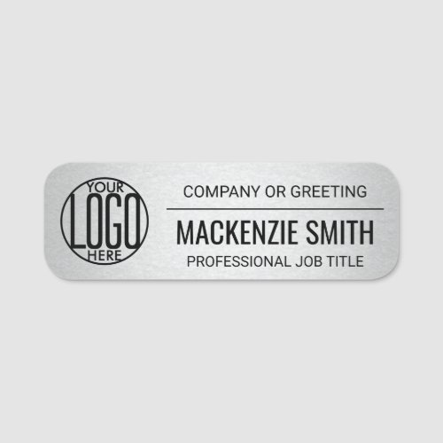 Corporate Logo Professional Employee Faux Silver Name Tag Corporate Logo Professional Employee Faux Silver Name Tag
