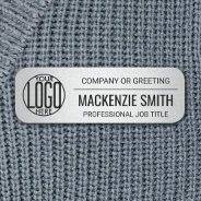 Corporate Logo Professional Employee Faux Silver Name Tag at Zazzle