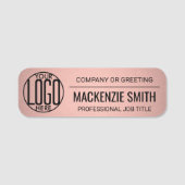 Corporate Logo Professional Employee Pink & Black Name Tag | Zazzle