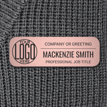 Corporate Logo Professional Employee Pink & Black Name Tag