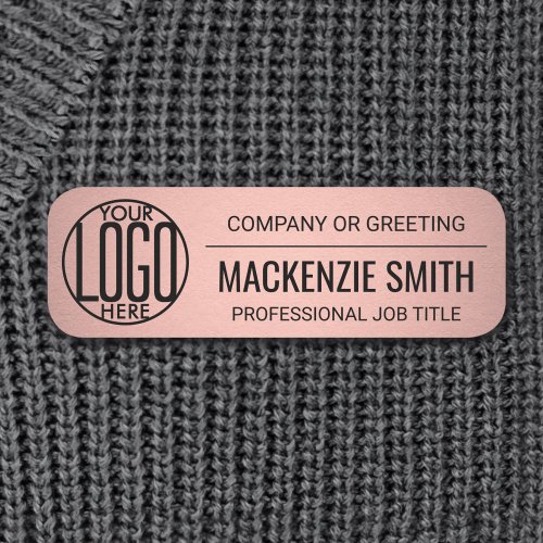 Corporate Logo Professional Employee Pink  Black Name Tag