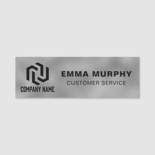 Corporate Logo Professional Employee Silver Modern Name Tag