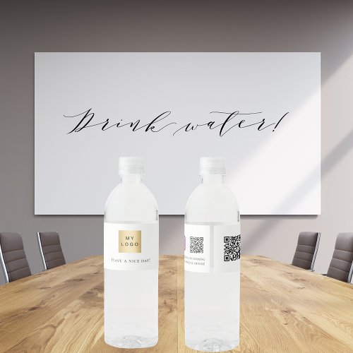 Corporate logo QR code Instagram Water Bottle Label