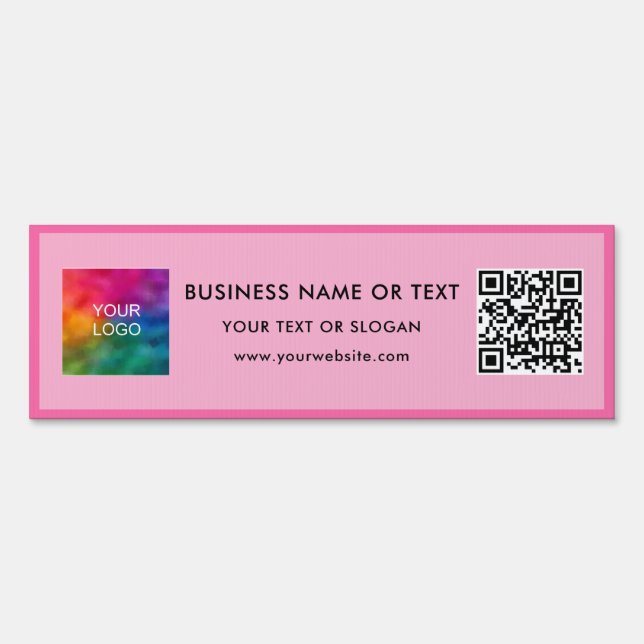 Corporate Logo QR Code Yard Business Pink Outdoor Sign (Front)