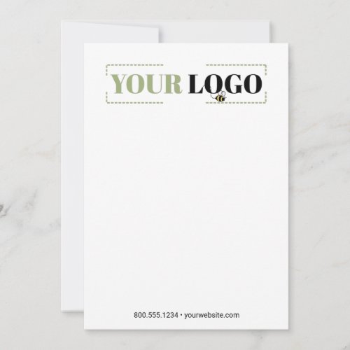 Corporate Logo Simple White Custom Note Card
