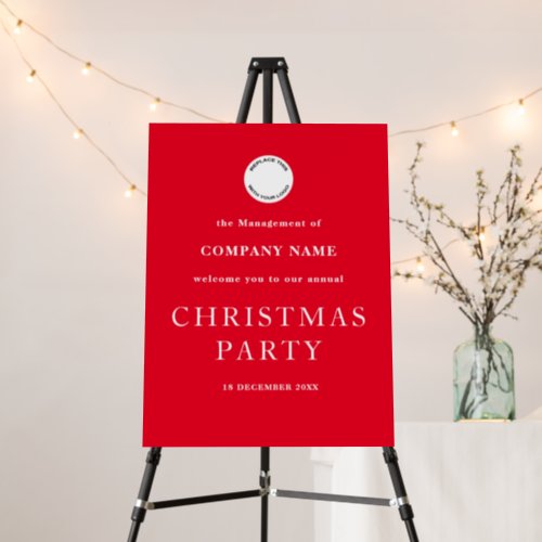 Corporate Logo Welcome Red White Christmas Party Foam Board