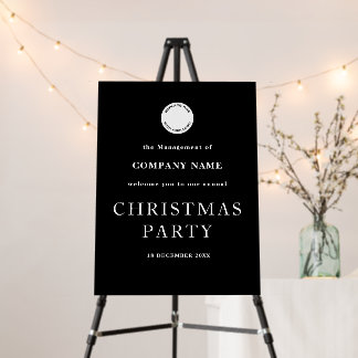 Corporate Logo Welcome White Black Christmas Foam Board