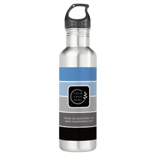 Corporate Logo Winter Blues Colorblock Custom Text Stainless Steel Water Bottle