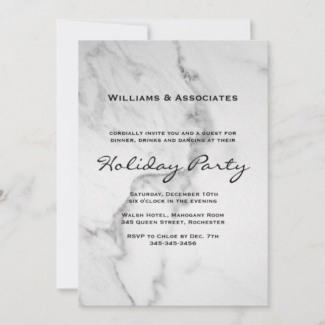 Corporate Marble Holiday Party Invitation (Front)