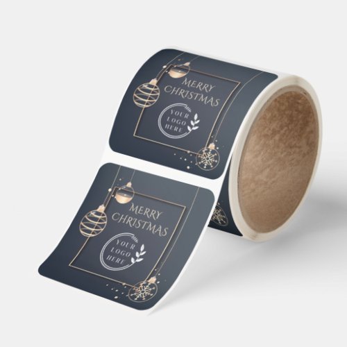 Corporate Merry Christmas Logo Rose Gold Ornaments Square Sticker
