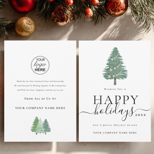 Corporate Merry Christmas Tree Business Logo Holiday Card