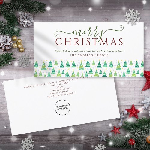 Corporate Merry Christmas Trees Business Logo Holiday Card