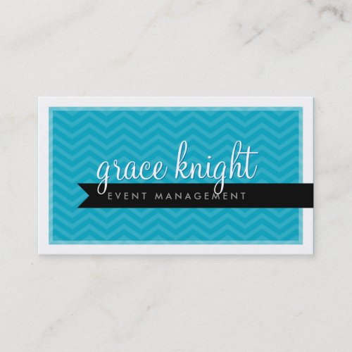 CORPORATE modern simple chevron bright aqua blue Business Card Templates