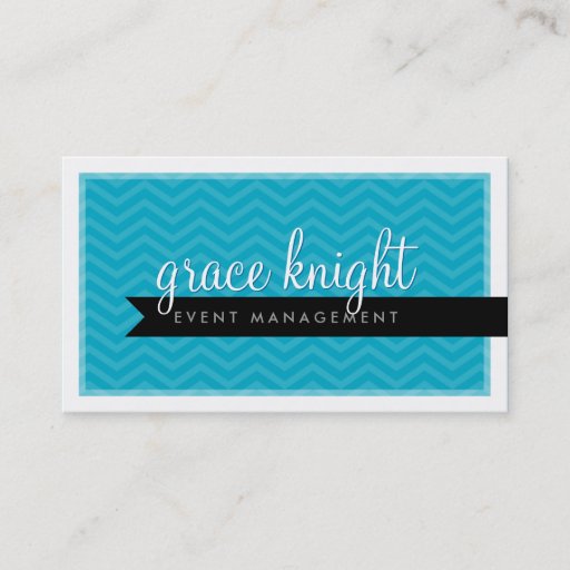 Customizable CORPORATE modern simple chevron bright aqua blue Business Card Templates