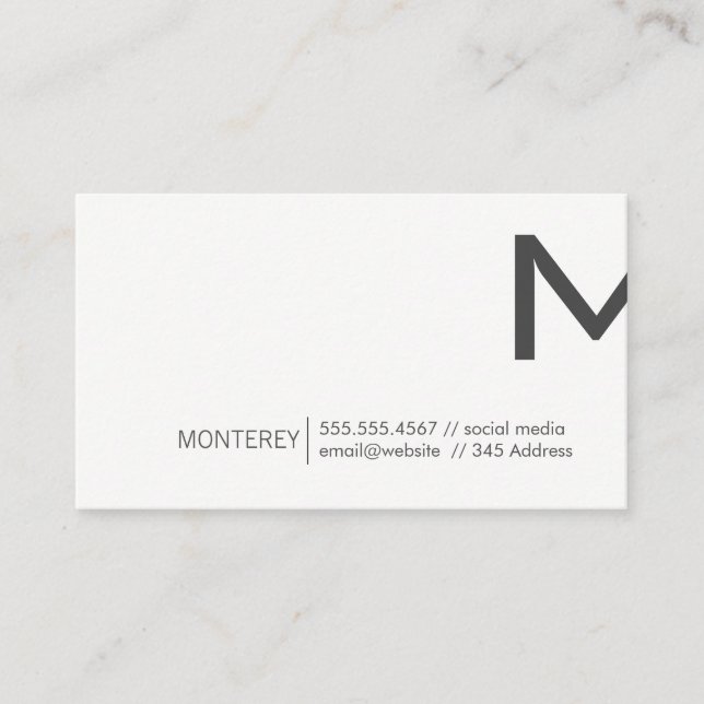Corporate | Monogram Split (Dark Gray) Business Card (Front)
