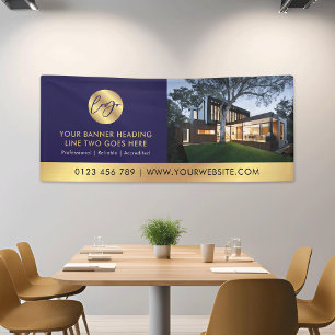 Corporate Navy & Gold Logo Advert Business Photo Banner