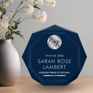 Corporate Navy & Silver Logo Business Seminar Acrylic Award