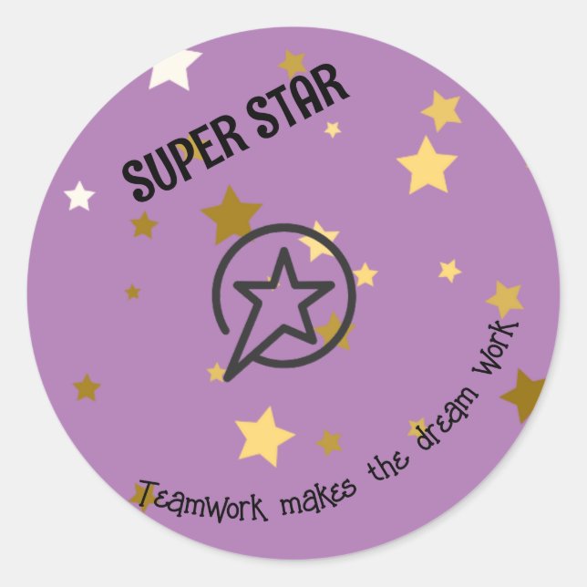 Corporate/Office/School - super gold star editable Classic Round Sticker (Front)