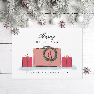 Corporate Office Travel Suitcase Holiday Card