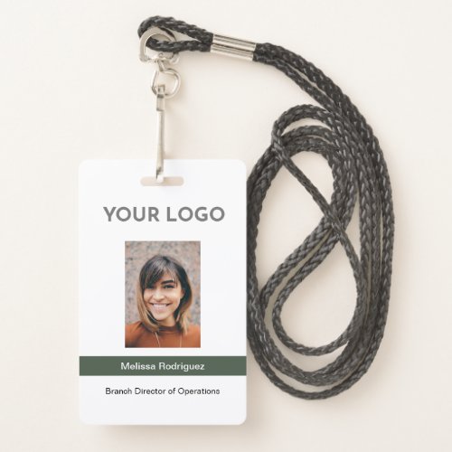 Corporate Olive Green Employee Photo ID Badge
