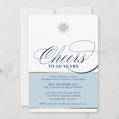 CORPORATE PARTY elegant business blue navy gold Invitation