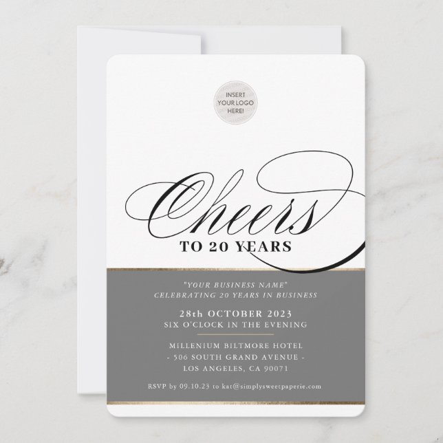 CORPORATE PARTY elegant business cheers gray gold Invitation (Front)