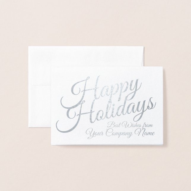 Corporate Personalized Holiday Card Silver Foil (Front With Envelope)