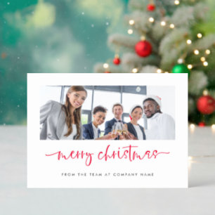 Corporate Photo Logo Business Merry Christmas Letterpress Photo Cards