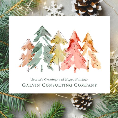 Corporate Pine Tree Watercolor Postcard