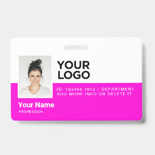 Corporate Pink Employee Modern Photo ID Security Badge