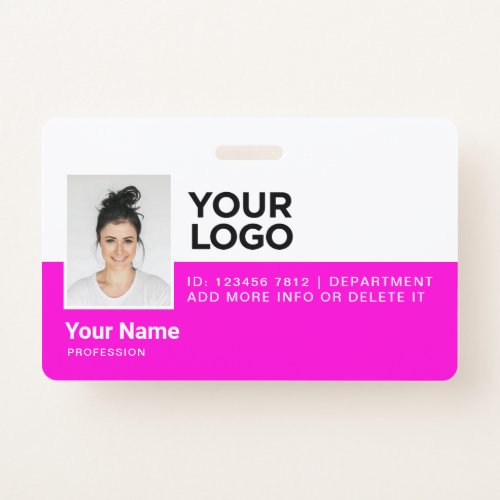 Corporate Pink Employee Modern Photo ID Security Badge