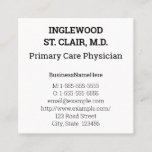 This corporate and professional business card design features a name, a business name, a professional role title, and contact details that can be customized. Business cards such as these might be used by a professional such as a medical practitioner, a dentist, or a medical doctor.
