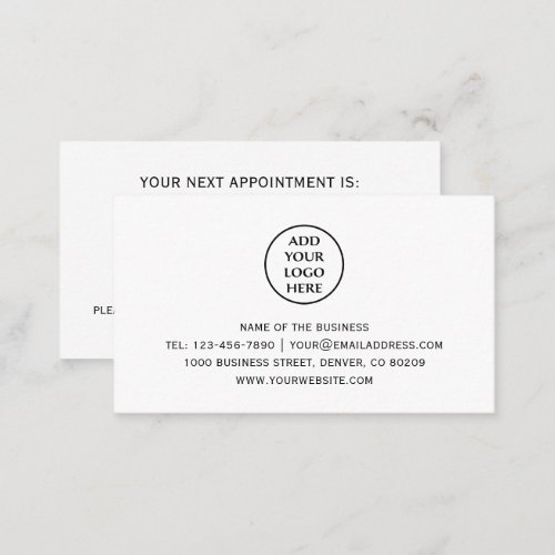 Corporate Professional Business Company Add Logo Appointment Card