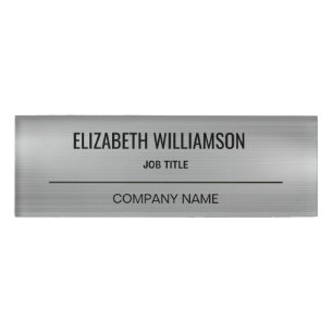 Corporate Professional Employee Faux Silver Name Tag