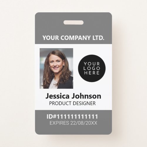 Corporate Professional Employee Photo ID Logo QR Badge
