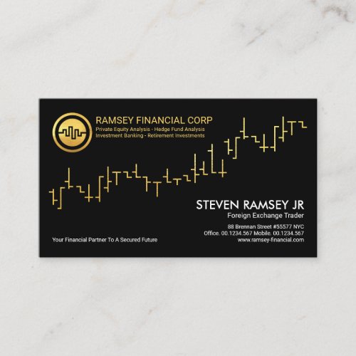 Corporate Professional Gold Stock Graph Financial Business Card