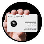 Corporate Professional Logo Design Business Card<br><div class="desc">Professional business card design in classic black and white with a logo template you can replace with your own business mark or graphic. Replace the text with your own business information for a customized design. Created for an office professional, business management, or corporate entity. Presented on rounded corner high quality...</div>