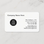 Corporate Professional Logo Design Business Card<br><div class="desc">Professional business card design in classic black and white with a logo template you can replace with your own business mark or graphic. Replace the text with your own business information for a customized design. Created for an office professional, business management, or corporate entity. Presented on rounded corner high quality...</div>