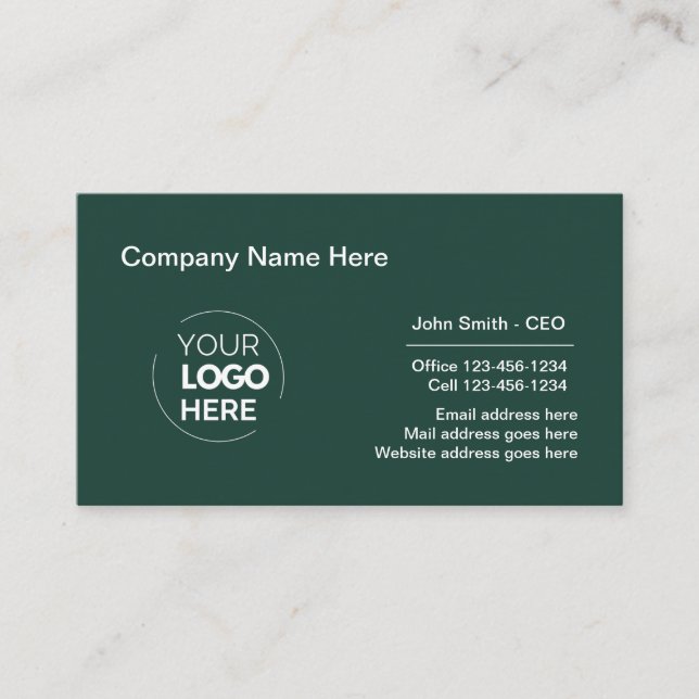Corporate Professional Logo Design Emerald Green Business Card (Front)