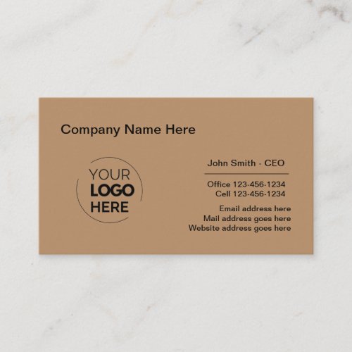 Corporate Professional Logo Design Light Brown Business Card