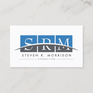 Corporate Professional Stylized Monogram Blue/Gray Business Card