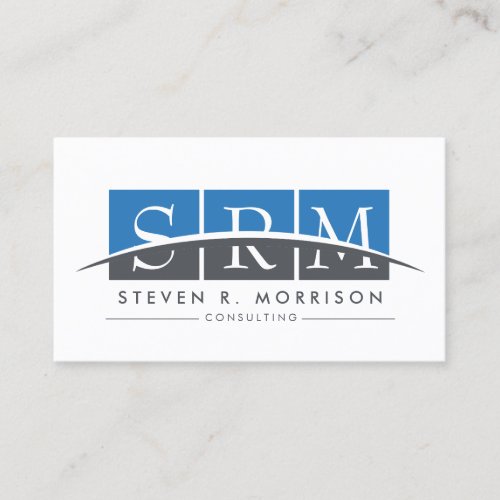 Corporate Professional Stylized Monogram BlueGray Business Card