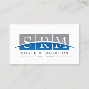 Corporate Professional Stylized Monogram Gray/Blue Business Card