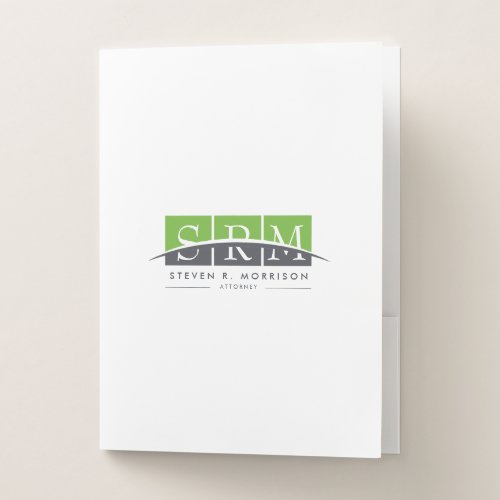 Corporate Professional Stylized Monogram Green Pocket Folder