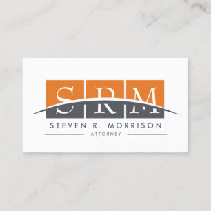 Corporate Professional Stylized Monogram Orange Business Card