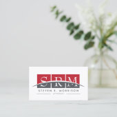 Corporate Professional Stylized Monogram Red/Gray Business Card (Standing Front)